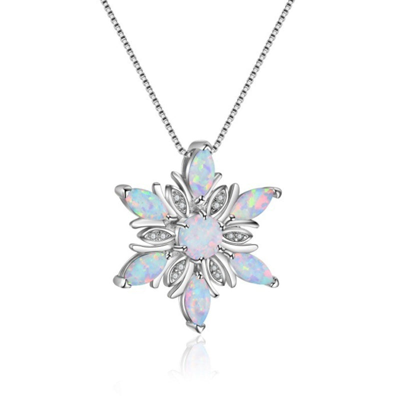 Opal Snowflake Necklace