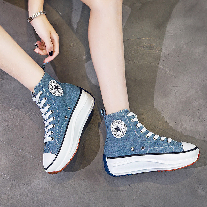 Platform Lace-up Canvas Shoes