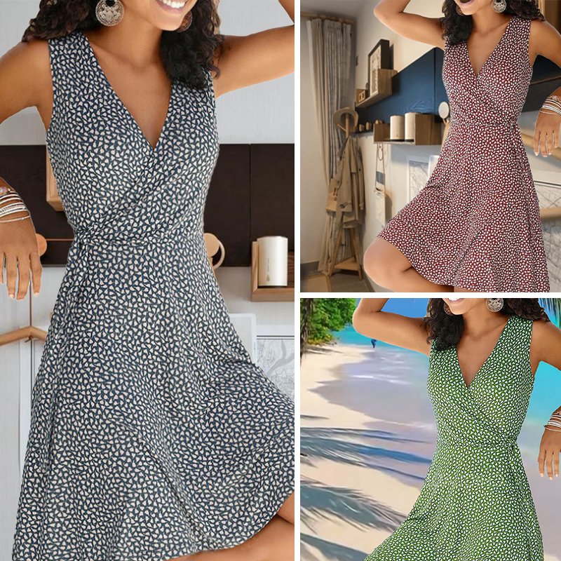 Print Sleeveless A-line Knee Length Vacation Dresses