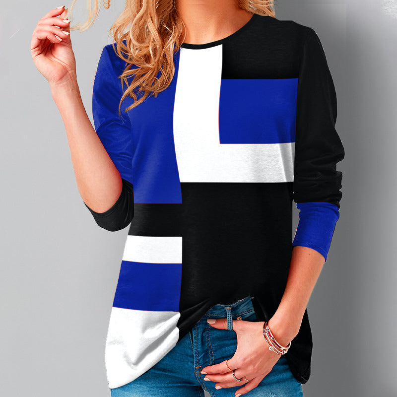 Printed Round Neck Long Sleeve Top