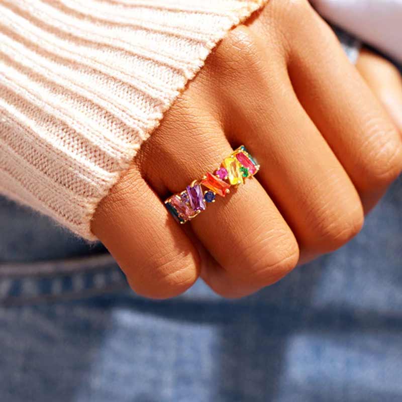 Rainbow Zircon Ring