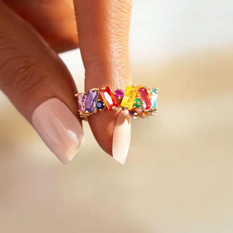Rainbow Zircon Ring