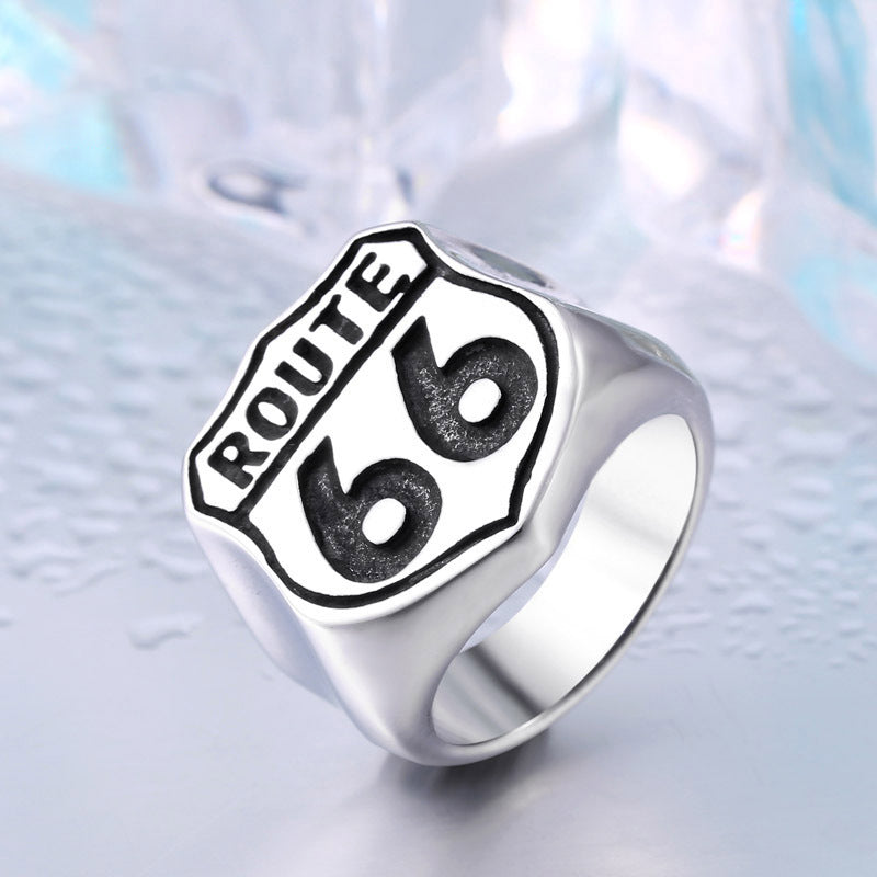 Route 66 Titanium Steel Retro Ring