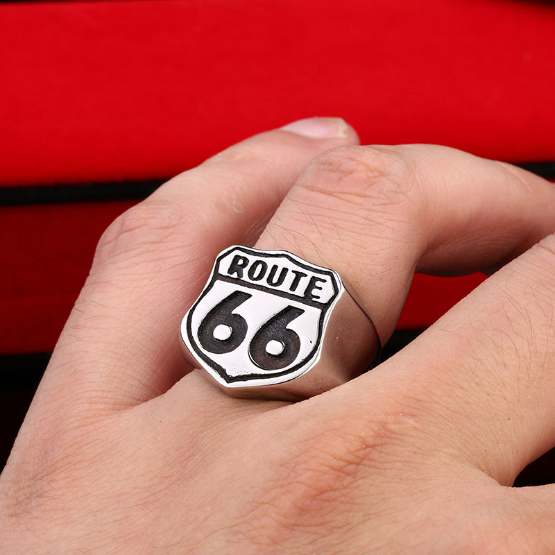 Route 66 Titanium Steel Retro Ring