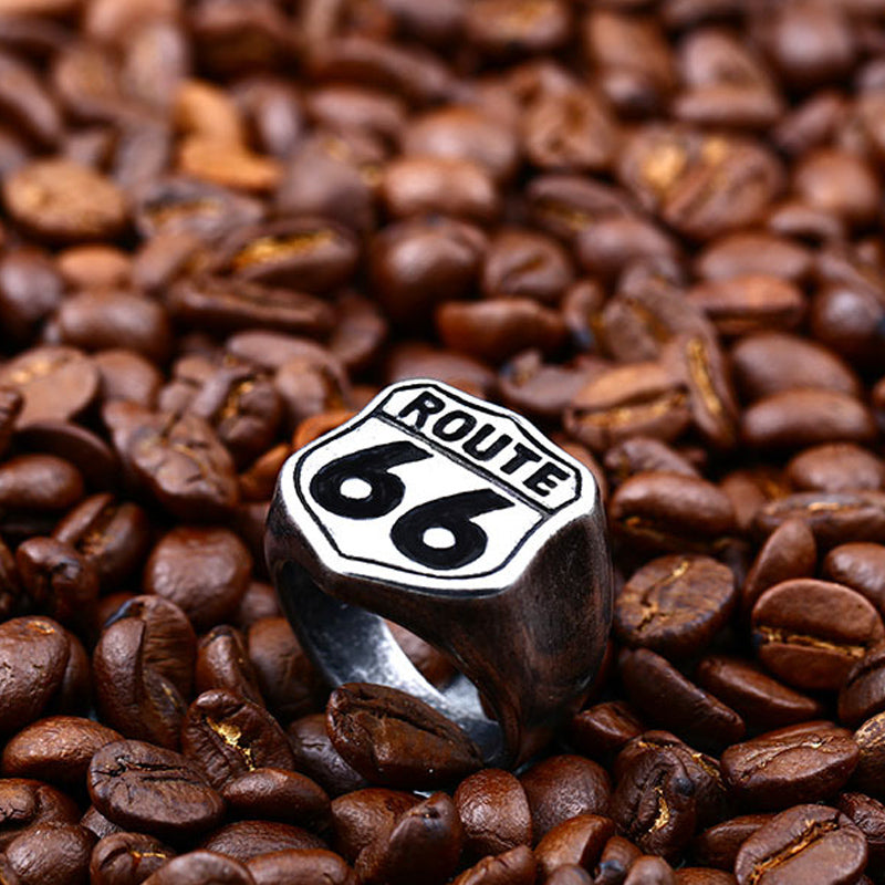 Route 66 Titanium Steel Retro Ring