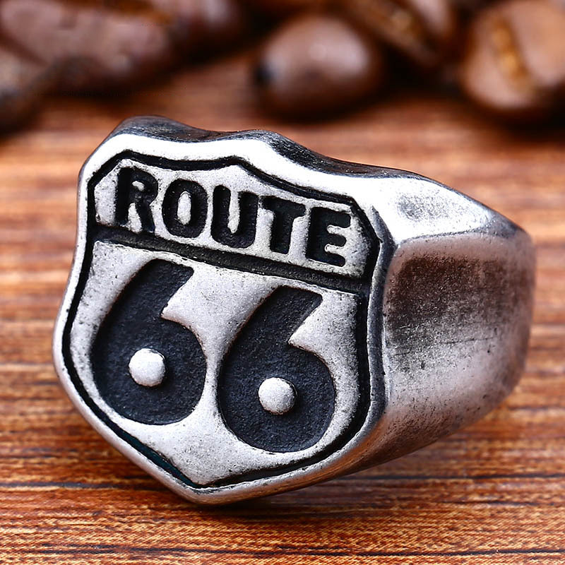 Route 66 Titanium Steel Retro Ring
