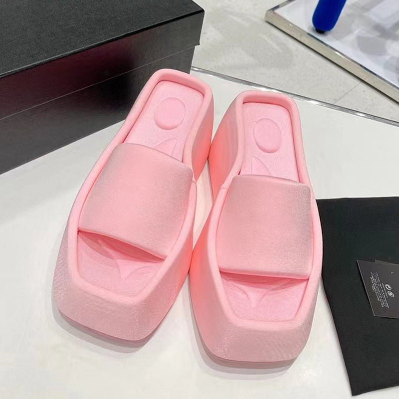 Square toe luxury PU sandals