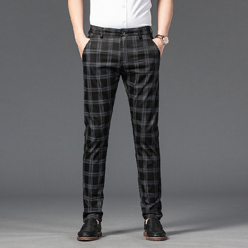 Men casual plaid straight Pants