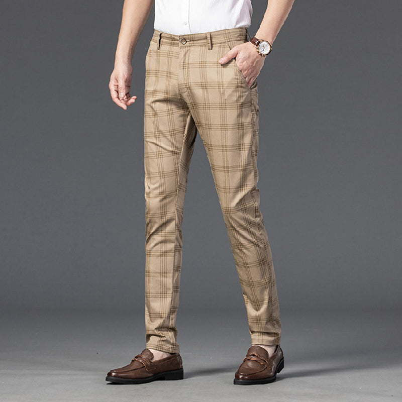 Men casual plaid straight Pants