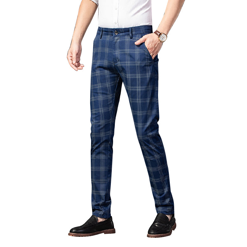 Men casual plaid straight Pants