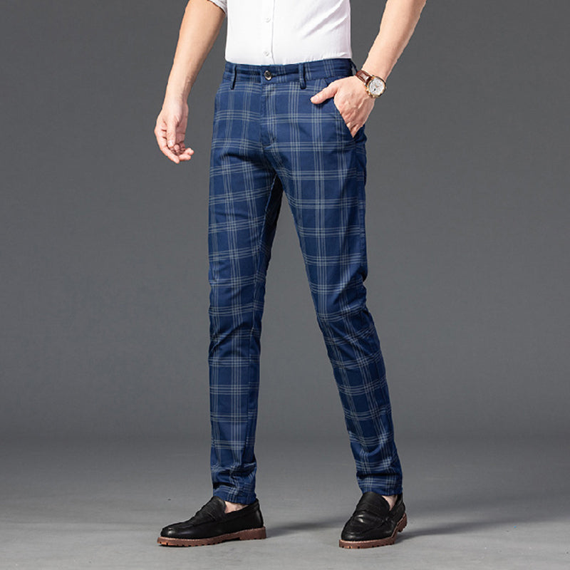 Men casual plaid straight Pants