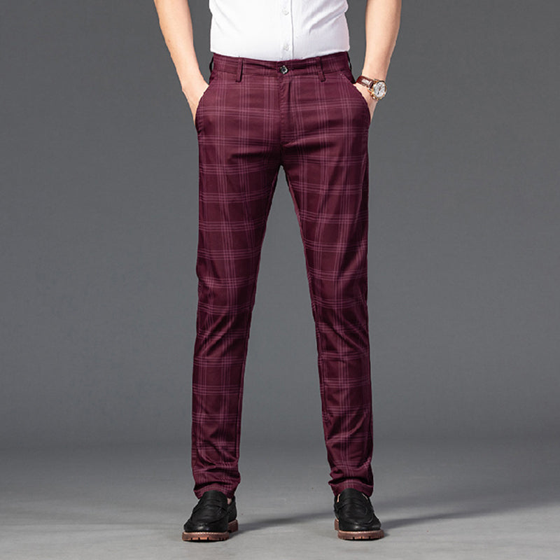 Men casual plaid straight Pants