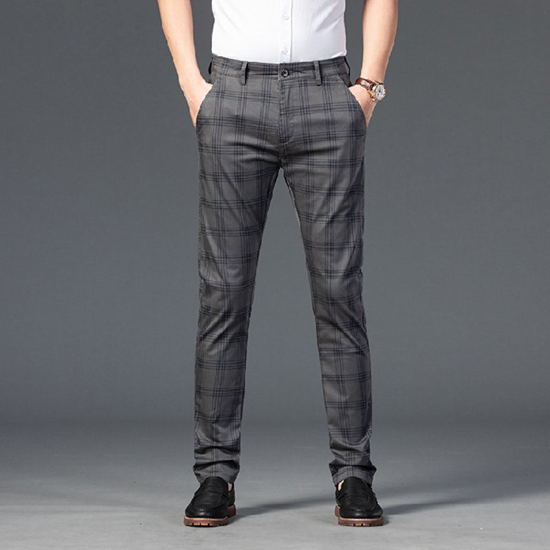 Men casual plaid straight Pants