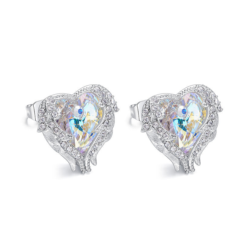 Purple Heart & Wing Earrings