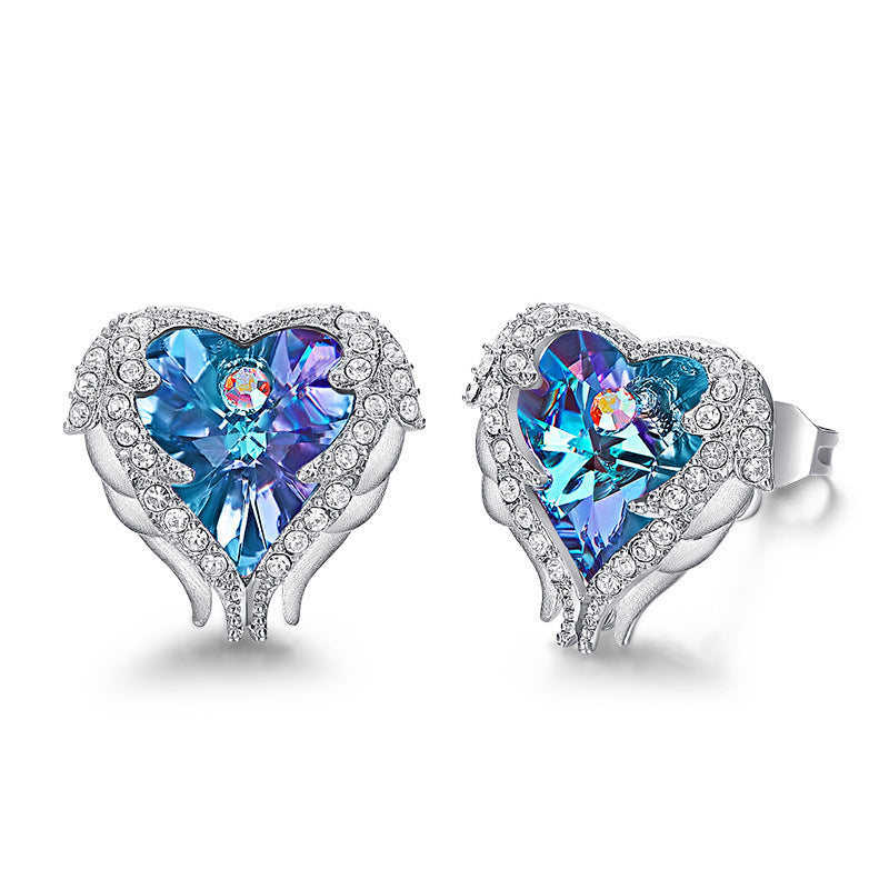 Purple Heart & Wing Earrings