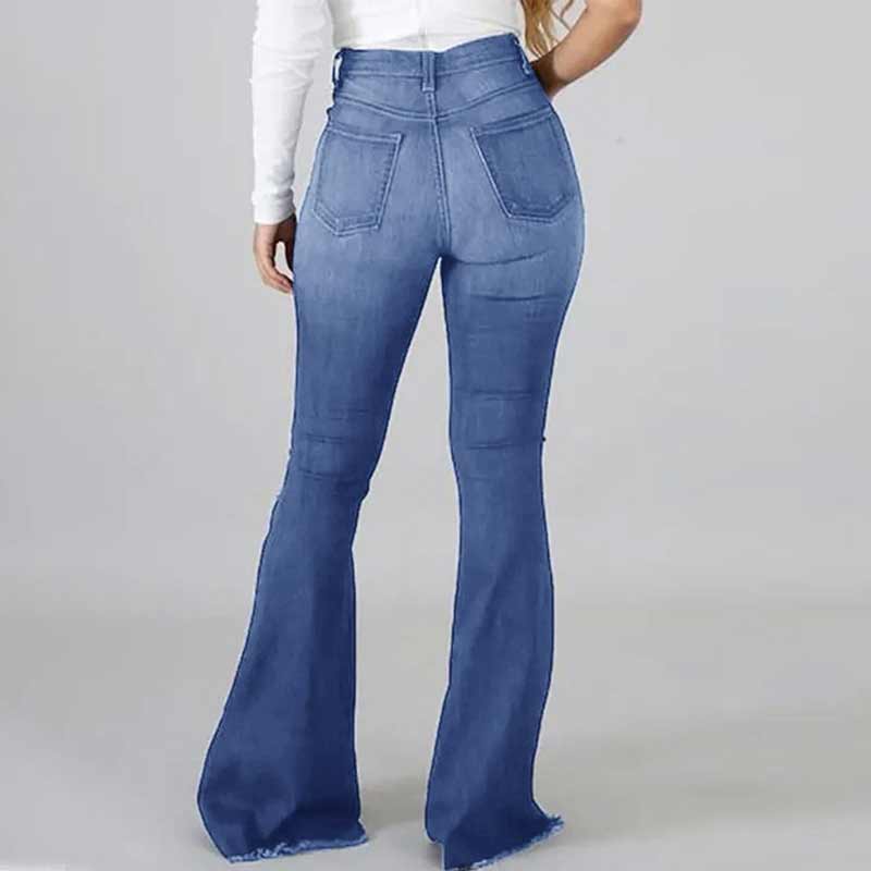 Shredded High Waist Flared Pants