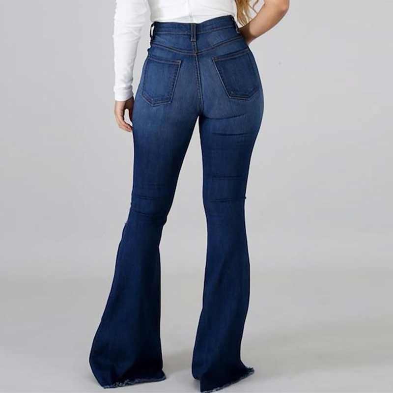 Shredded High Waist Flared Pants