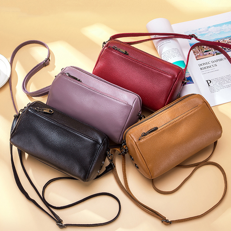 Simple Genuine Leather Diagonal Bag