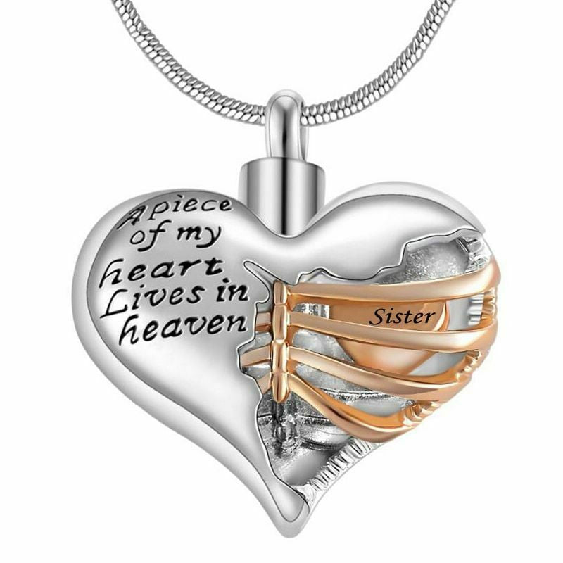 Heart Cremation Urn Necklace Pendant for Human Ashes