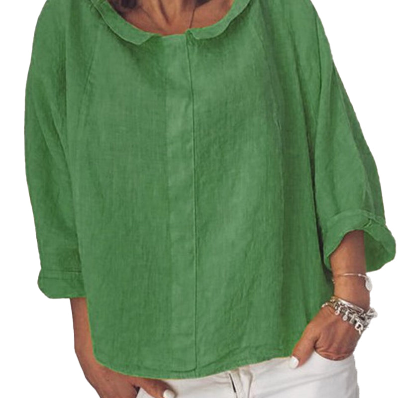 Solid Color Collar Pullover Shirt