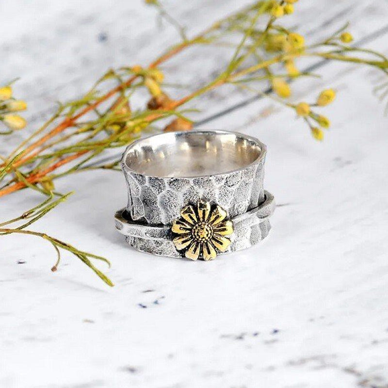 Sterling Silver Sunflower Spinner Ring