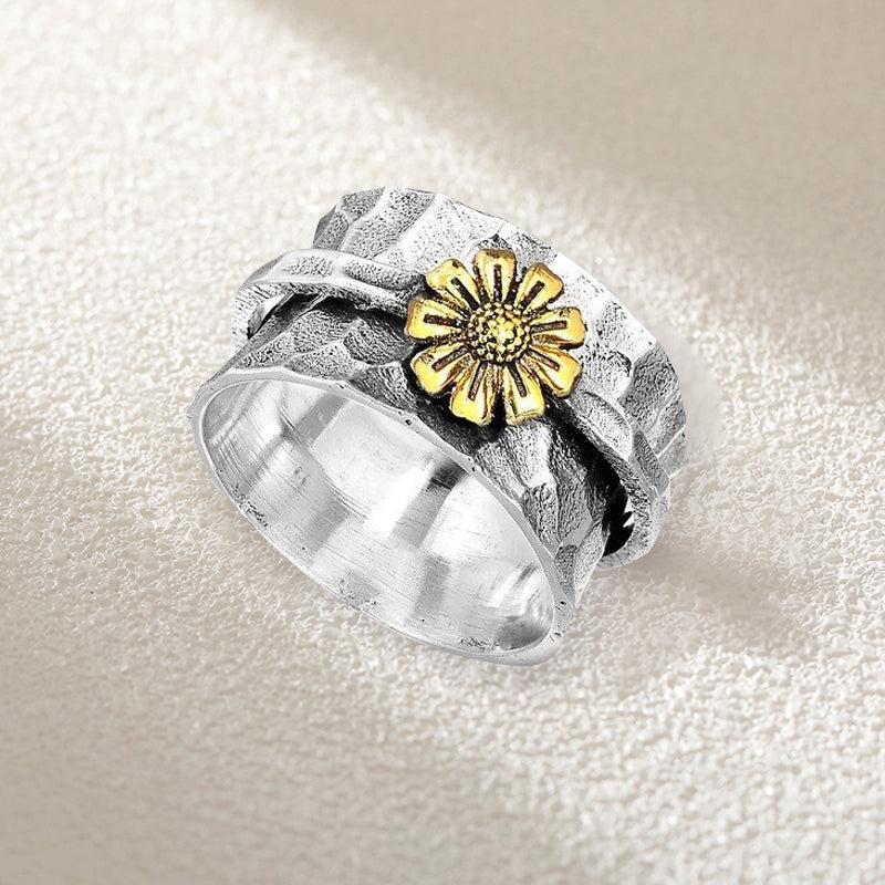 Sterling Silver Sunflower Spinner Ring