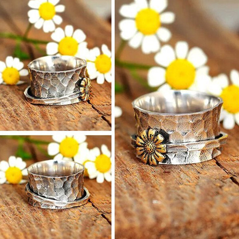 Sterling Silver Sunflower Spinner Ring