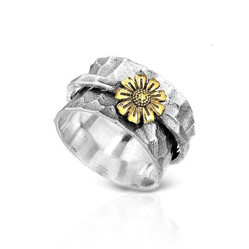 Sterling Silver Sunflower Spinner Ring