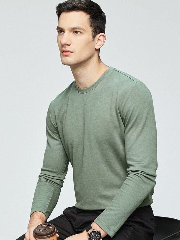 Men's Solid Color Round Neck Long Sleeve T-Shirt