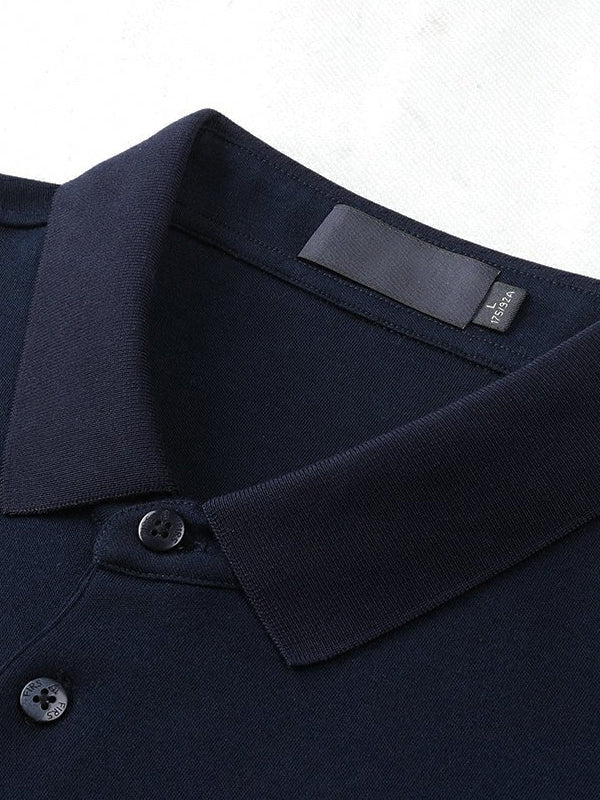 Men's Striped Business Casual Long Sleeve POLO Shirt