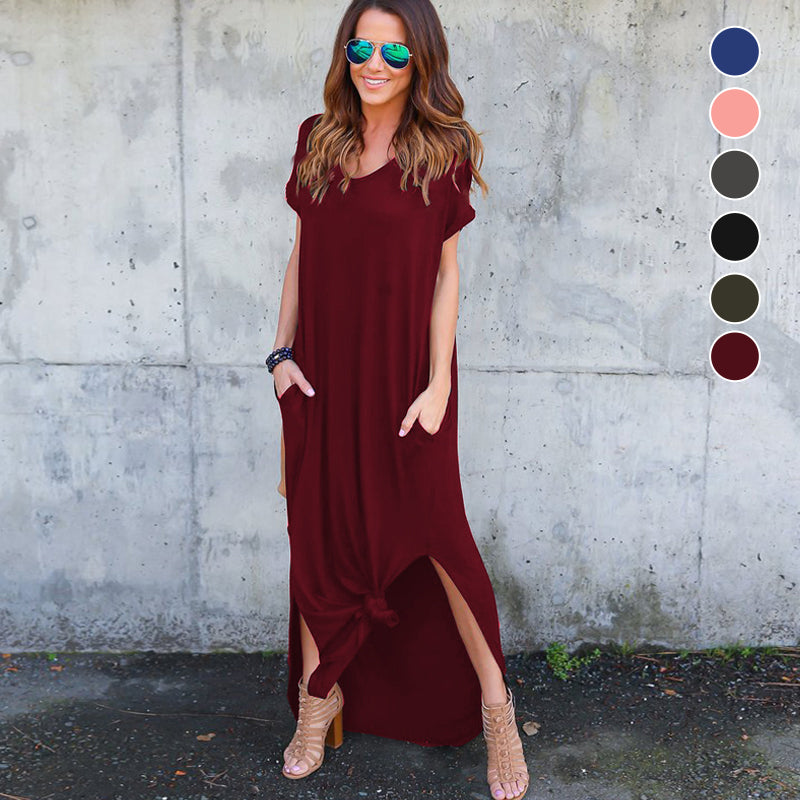 V-neck Slit Long Skirt