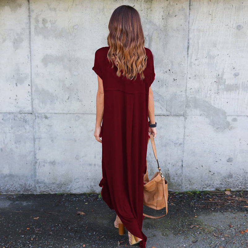 V-neck Slit Long Skirt