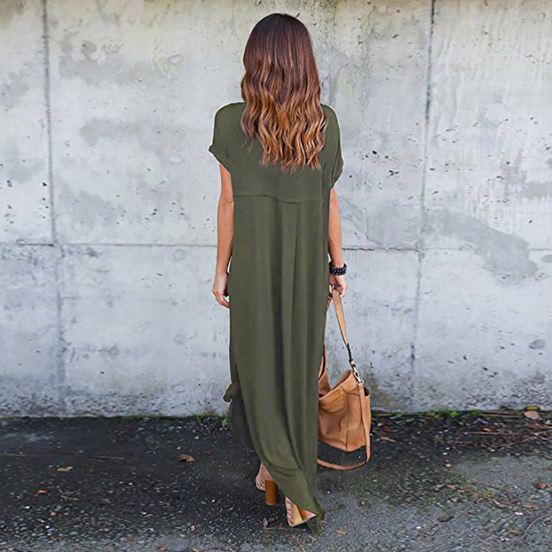 V-neck Slit Long Skirt