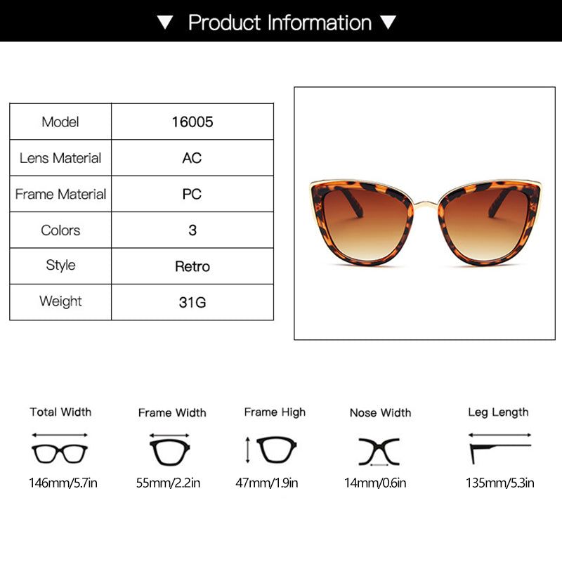 Vintage Leopard Fashion Cat Eye Sunglasses