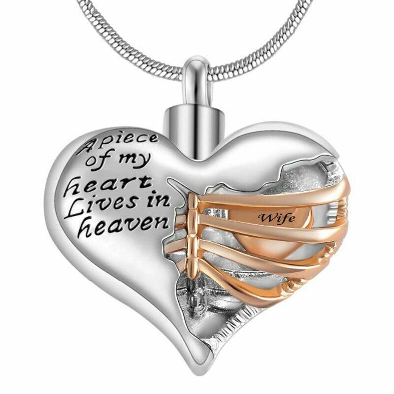 Heart Cremation Urn Necklace Pendant for Human Ashes