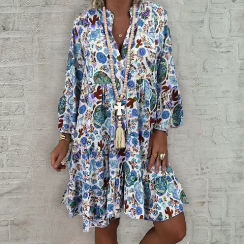 Women's  Floral Print V Neck Dress