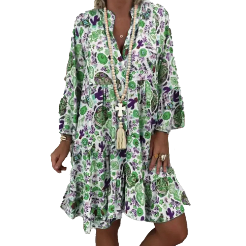 Women's  Floral Print V Neck Dress