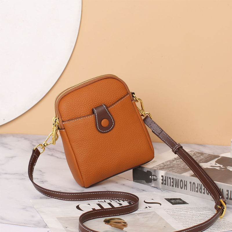 Multifunctional Solid Soft Leather Crossbody Bag