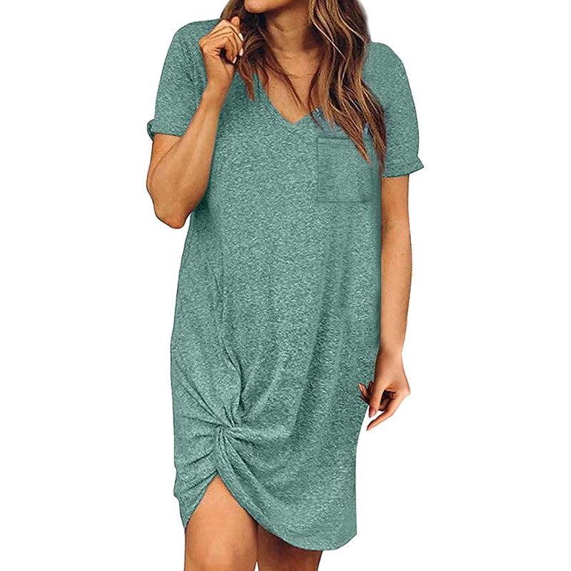 Side Knot Short Sleeve Dress