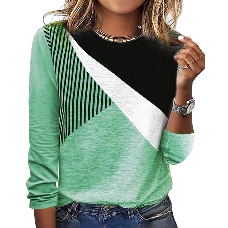 Womens Casual Stripe Color Block Sweatshirts