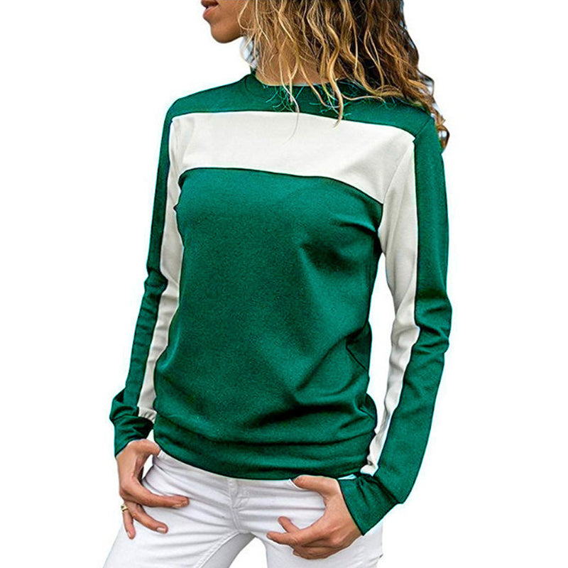 Paneled Long Sleeve Crew Neck T-Shirt