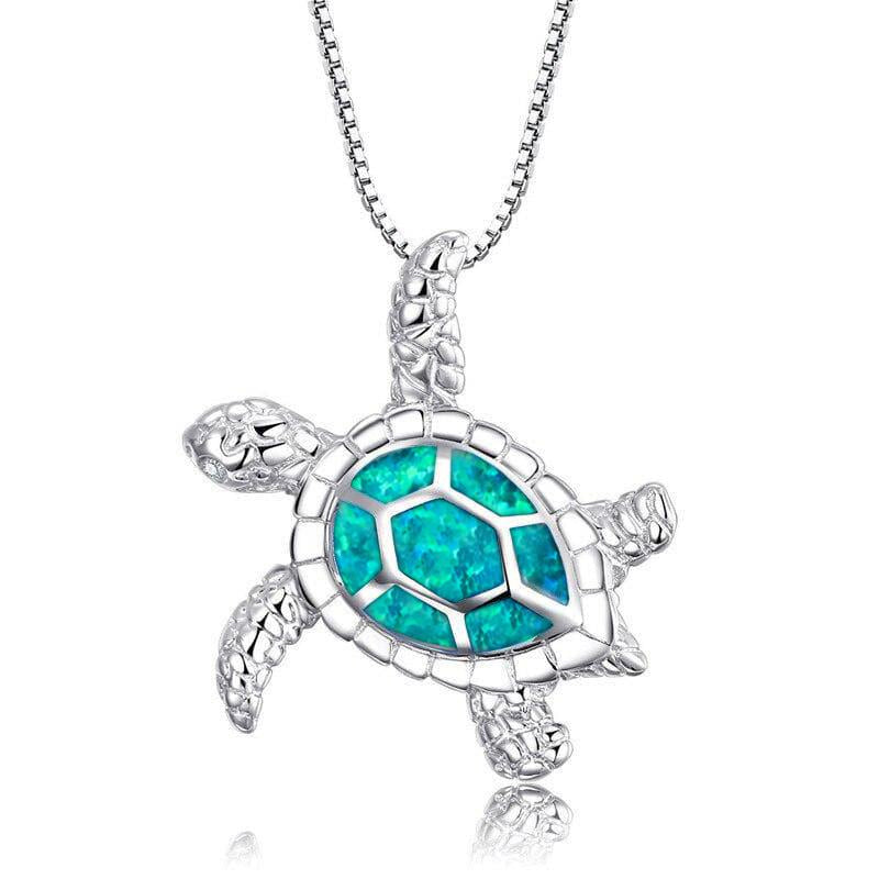 Blue Opal Sea Turtle Necklace
