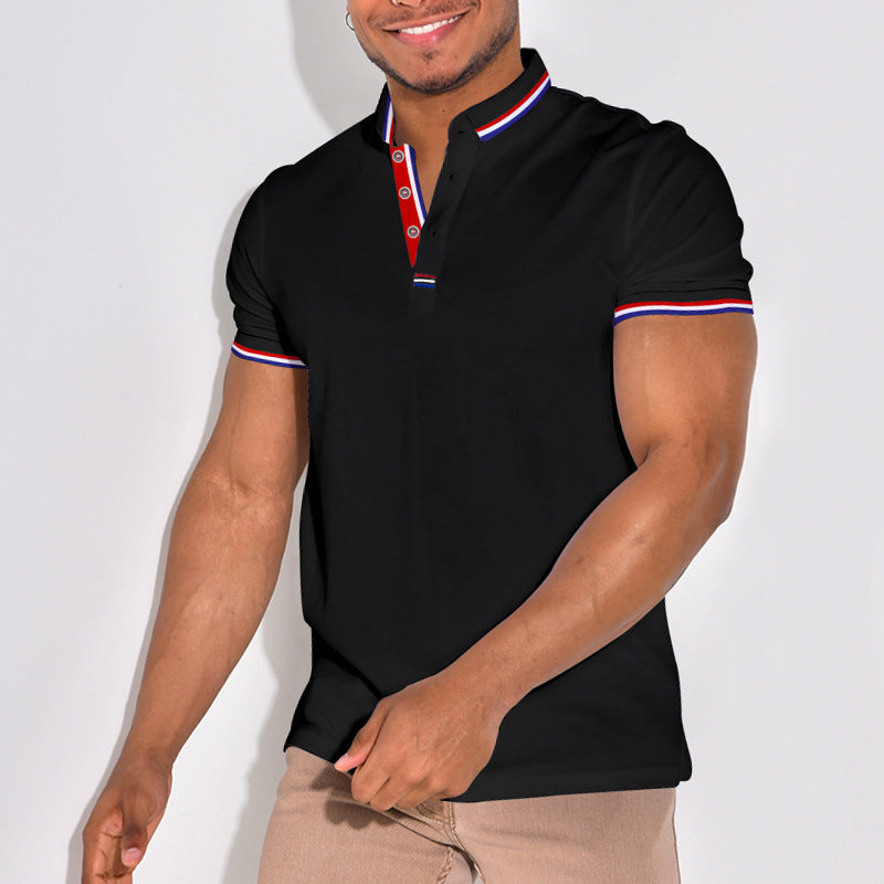 Lapel Collar Solid Color POLO Shirt