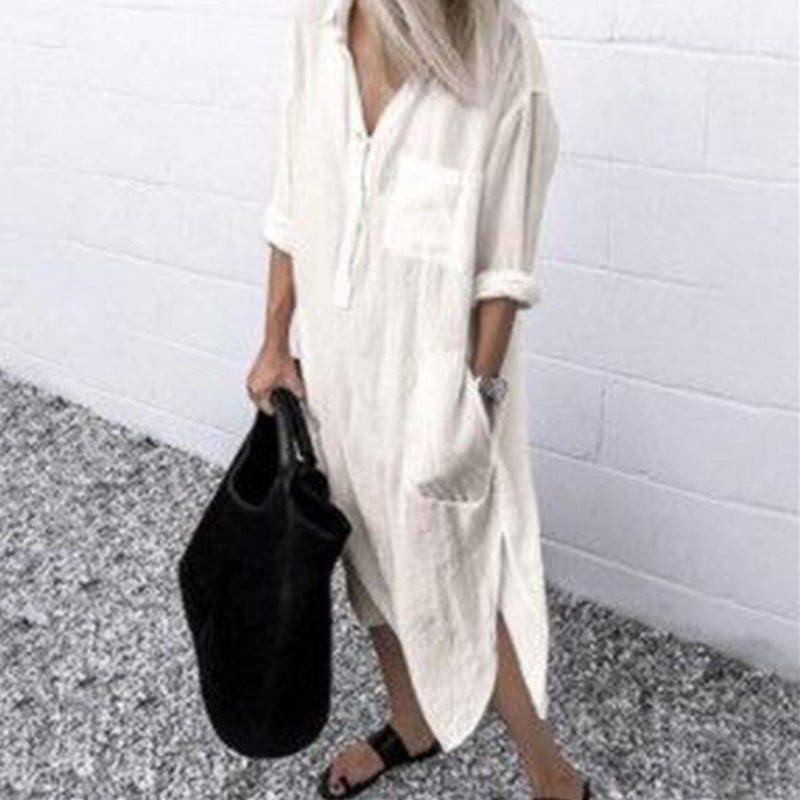 Casual Solid Color Pocket Dress