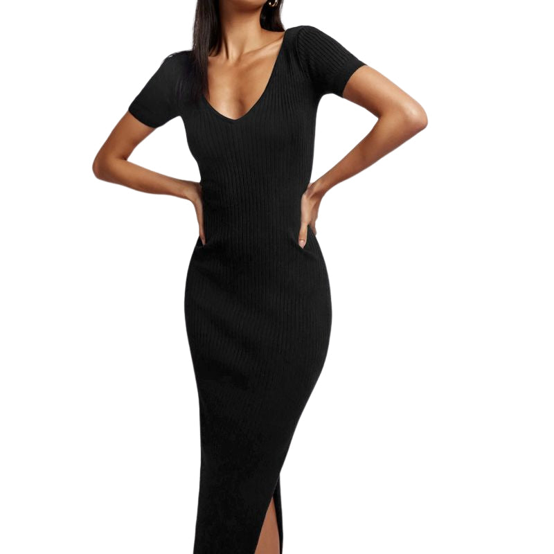Sexy Crew Neck Tight Slit Long Dress
