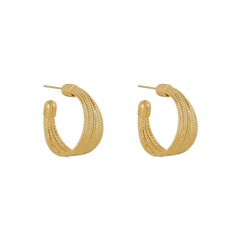 C-shaped Brushed Earrings