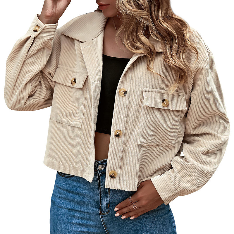 Women's Casual Cropped Corduroy Jackets