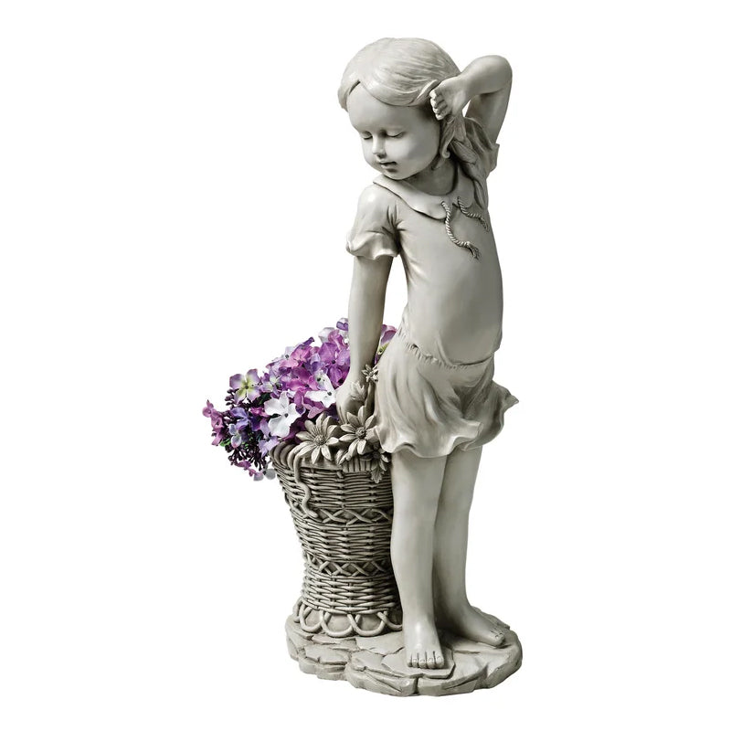 Little Girl Jacquard Blue Outdoor Garden Decoration