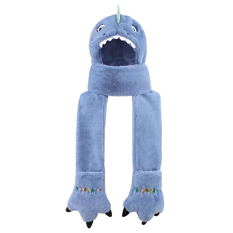 Toddler Kids Cartoon Dinosaur Fleece Plush Hat Gloves Scarf 3 in 1 Set