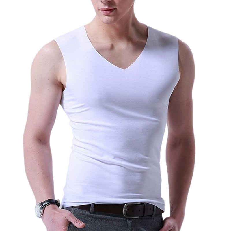 Men's Thin Ice Silk Sports V-Neck Sleeveless T-shirt